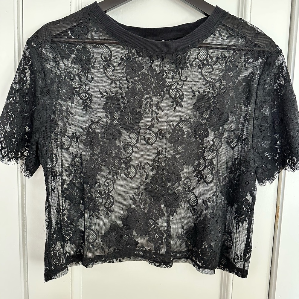 H&M Black Lace Floral Blouse